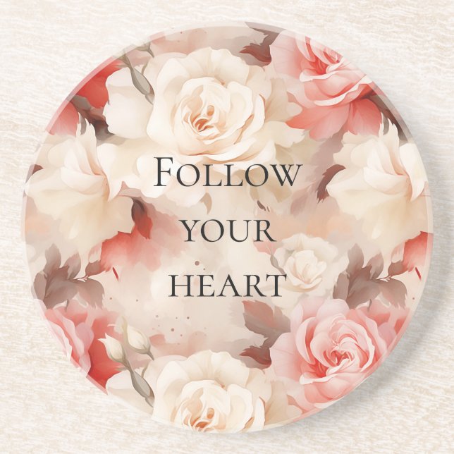 Vacker Rosa Rodnad Kräm Blommig Bröllopsdusch Underlägg (Framsidan)