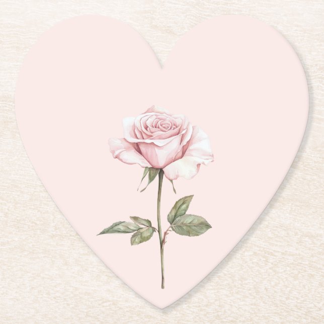 Vacker Rosa Ros Blommig Bröllopsdusch Underlägg Papper (Framsida)