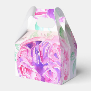 Vacker rosa ros blomsterbröllopstårta förmånslåda presentaskar
