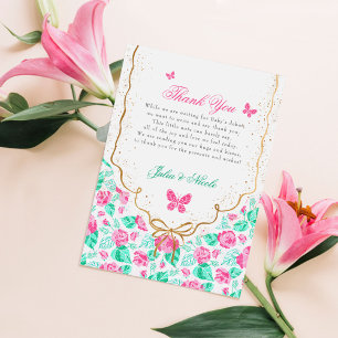 Vacker rosa ros blomsterguldslinga Baby shower Inbjudningar