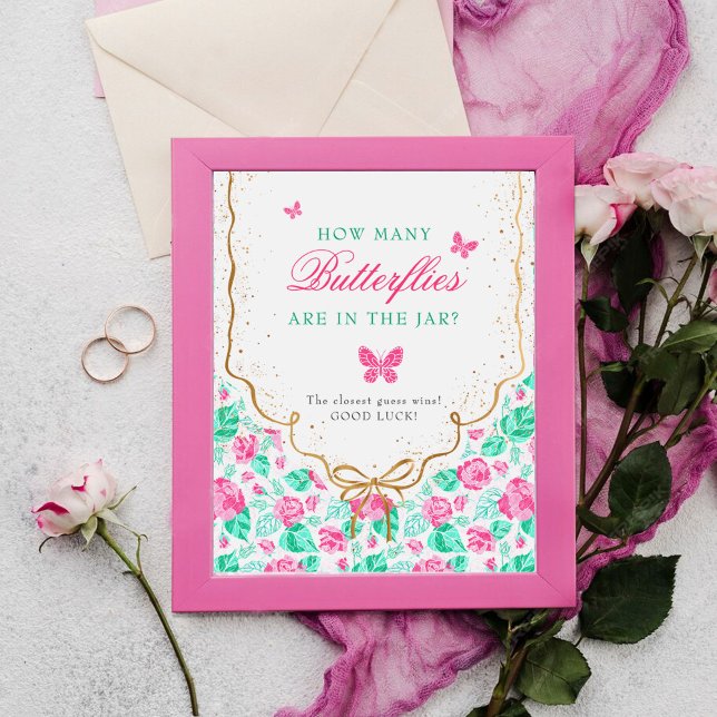 Vacker rosa ros blomsterguldslinga Baby shower Poster (Skapare uppladdad)