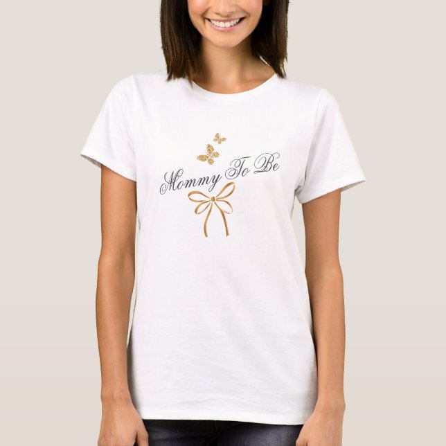 Vacker rosa ros blomsterguldslinga Baby shower T Shirt (Framsida)