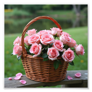 vacker rosa ros fototryck