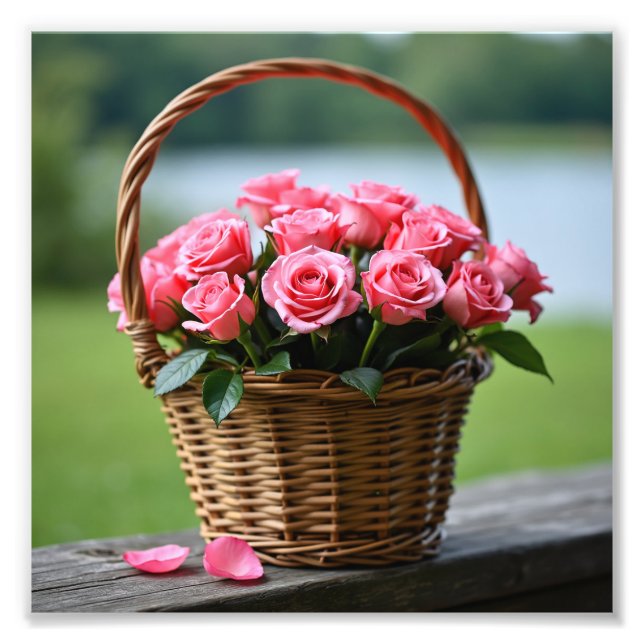 vacker rosa ros fototryck (Framsidan)