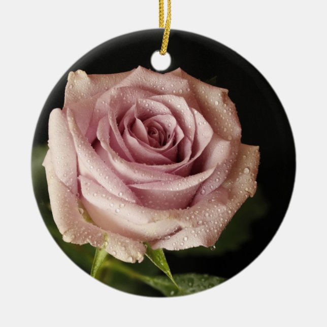 vacker rosa ros julgransprydnad keramik (Framsidan)