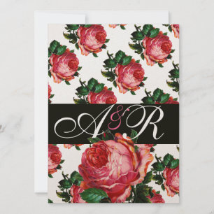 VACKER ROSA ROS MONOGRAM INBJUDNINGAR