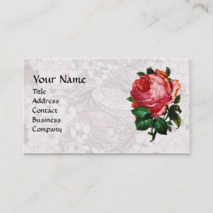 VACKER ROSA ROS, MONOGRAM Vit Visitkort