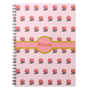 Vacker rosa ros mönster anteckningsbok