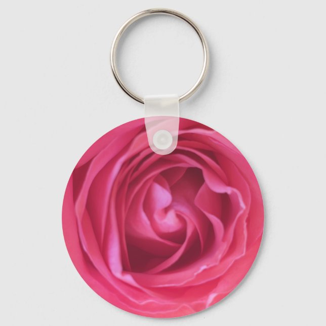 Vacker Rosa Ros Nyckelring (Framsida)