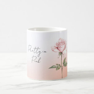 Vacker Rosa Ros Persika Ombre Blomma Kaffemugg