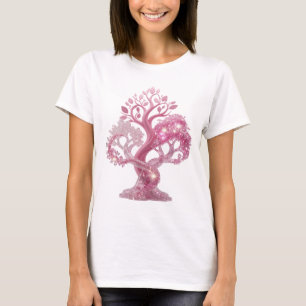 Vacker Rosa Rosa GLITTER TRÄD Slogan T-shirt