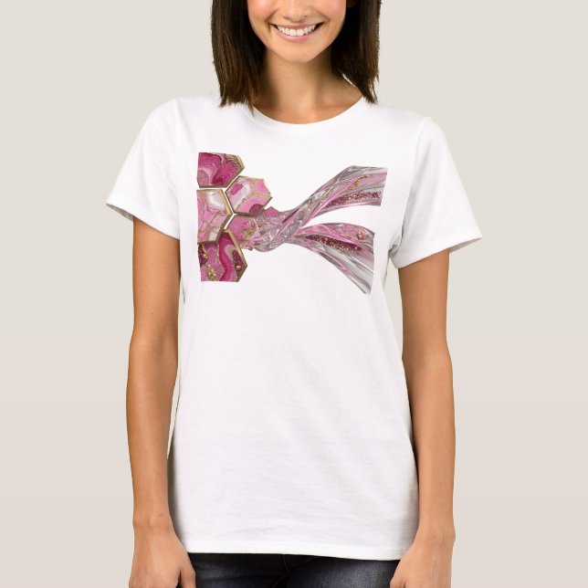 Vacker Rosa ROSA OCH GULD MARmordesign T Shirt (Framsida)