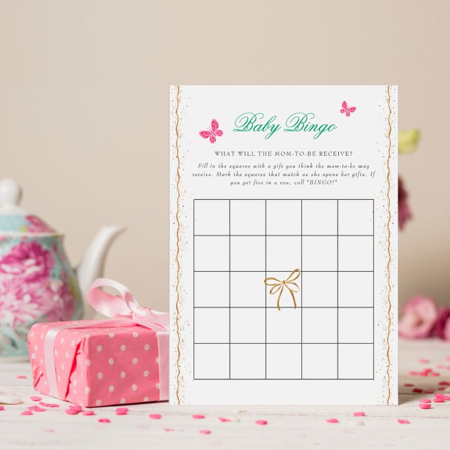 Vacker rosa rosblomma guldbåge baby shower inbjudningar (Skapare uppladdad)