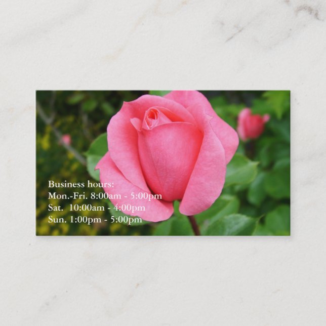 vacker rosa rosblomma professionell visitkort (Framsida)