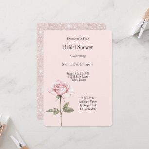 Vacker rosa rosblommig bröllopsdusch inbjudningar