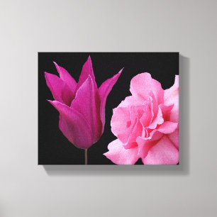 Vacker rosa rosentulpan blomma enkel modern blomst canvastryck