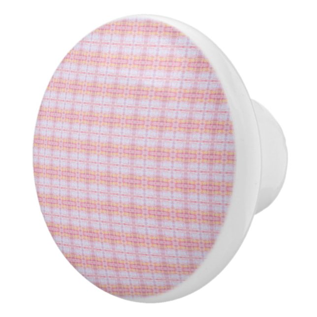 Vacker rosa rutig skåplucka med blåton knopp (Höger)