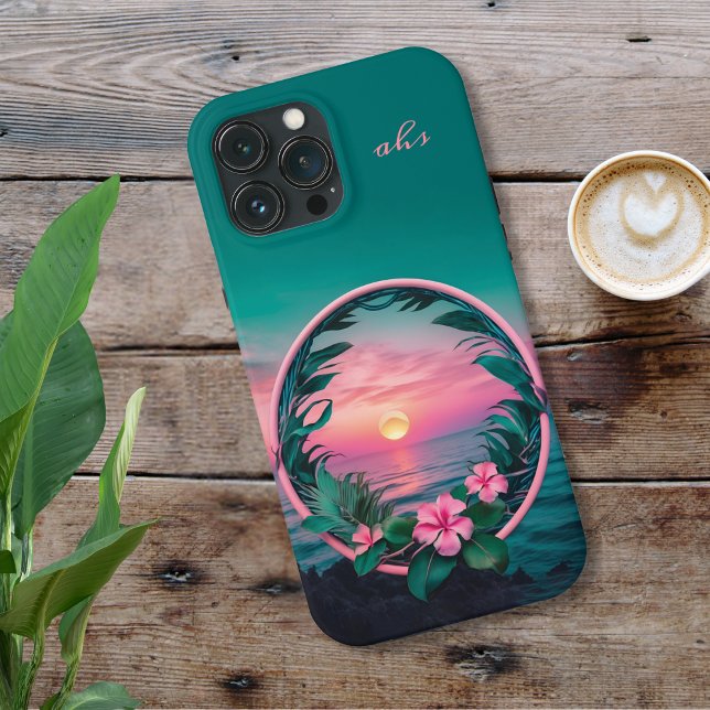 Vacker Rosa-Teal Tropical Flower Sunset Wand (Skapare uppladdad)