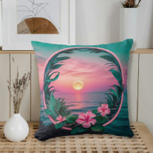 Vacker Rosa-Teal Tropical Flower Sunset Wand