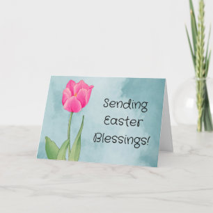Vacker rosa tulpanblomma konst påskkort kort