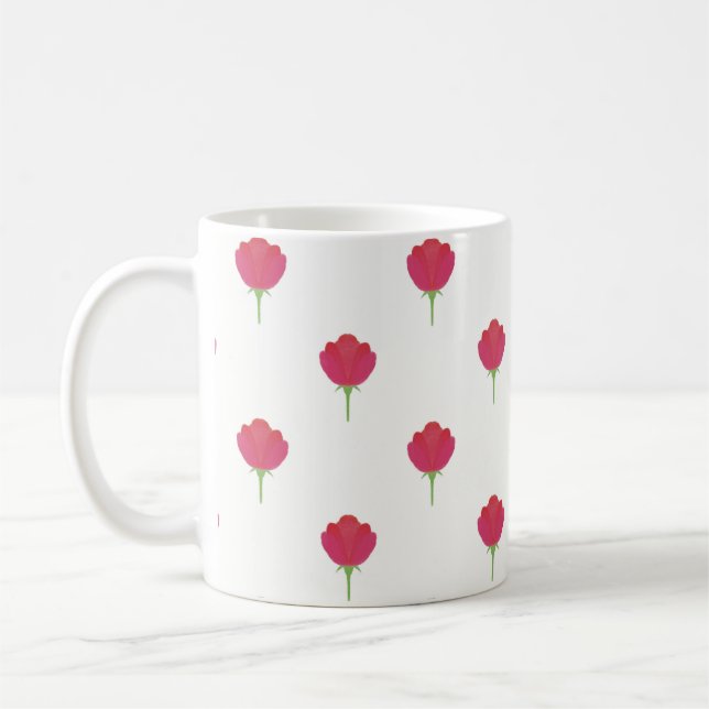 Vacker rosa tulpanmönster kaffemugg (Vänster)