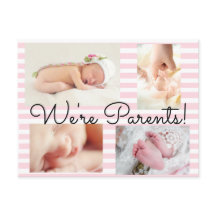 Vacker Rosa "Vi är föräldrar" Födelseannonsering
