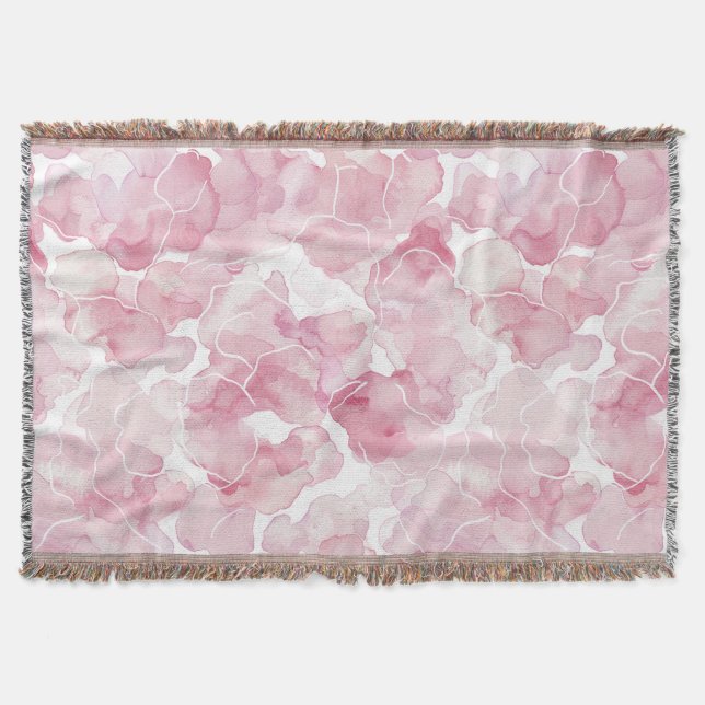 Vacker Rosa Vit Blommig Filt (Framsidan)