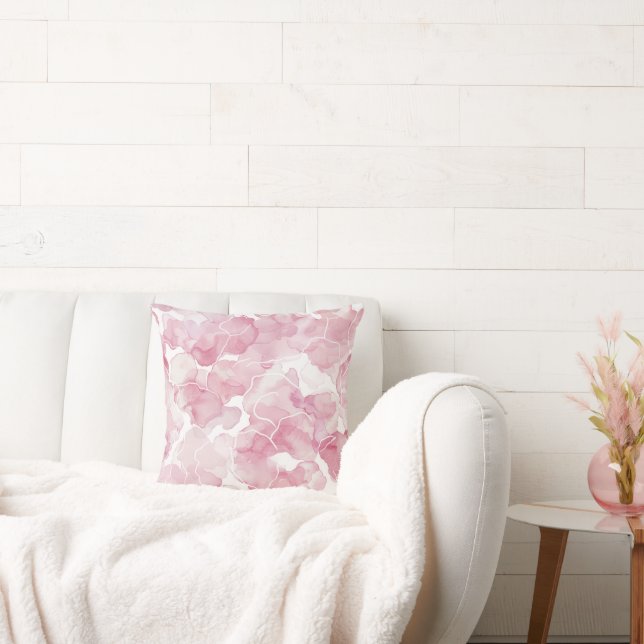 Vacker Rosa Vit Blommig Kudde (Soffa)