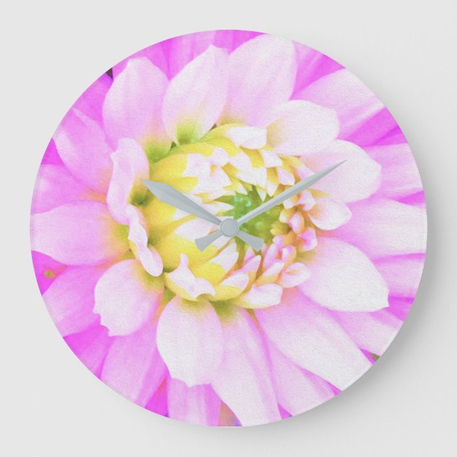 Vacker rosa, vit och gul kaktusdalhia närbild stor klocka (Framsida)