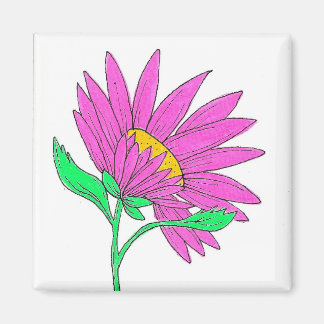 Vacker Rosa Whymisical Akryl Blomster Målning Magnet