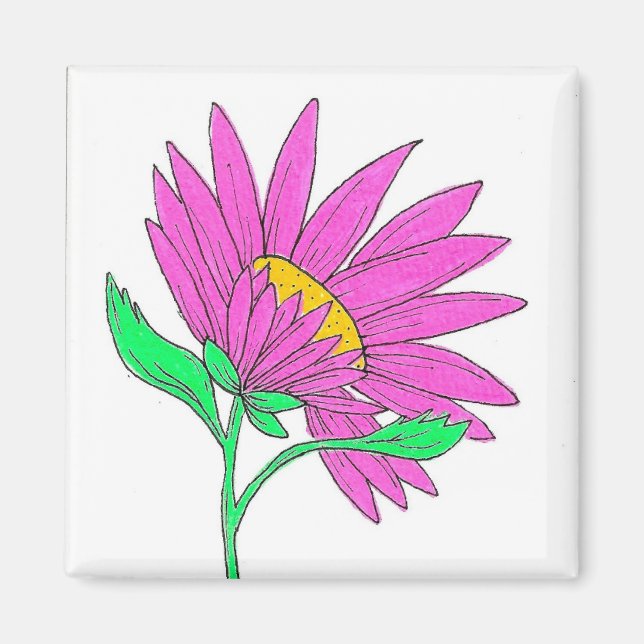 Vacker Rosa Whymisical Akryl Blomster Målning Magnet (Framsidan)
