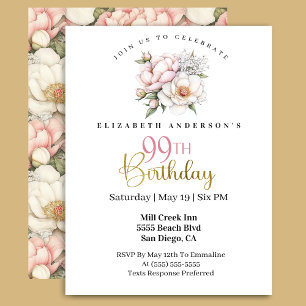 Vacker rosablommig blushing peony till 99-årsdagen inbjudningar