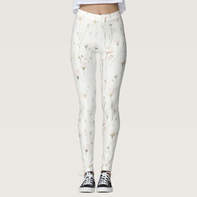 Vacker rosablommig leggings (Framsida)
