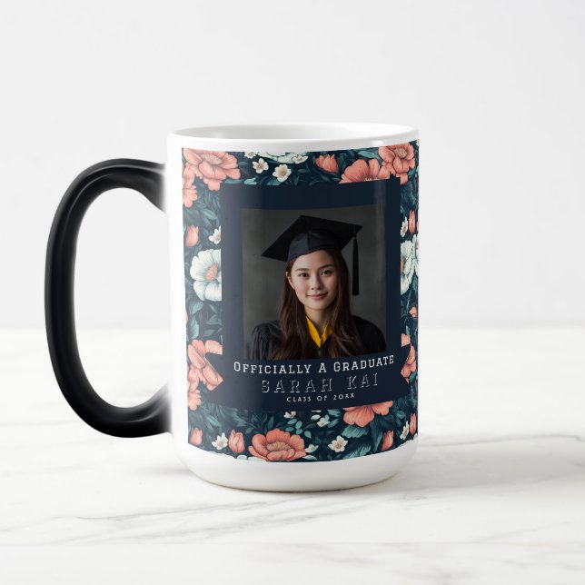 Vacker Rosblomma Present För Honom Examen Magisk Mugg (Vänster)