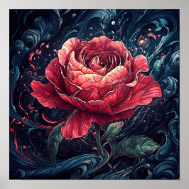 Vacker Rosblomma Vägghängande Hem Inredning Poster
