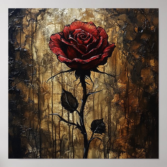Vacker Rose Botanisk Blommig Varm Inredning Poster (Framsidan)