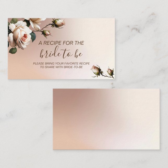 Vacker roséfärgad beige oljerosa bröllopsduschrece tilläggskort (Fram/baksida)
