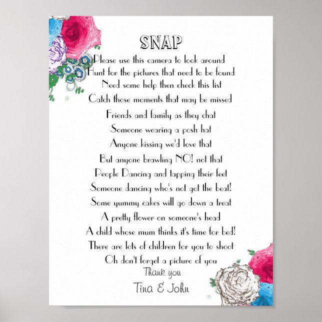 Vacker rosett-design bröllopsfoto spel poster (Framsidan)