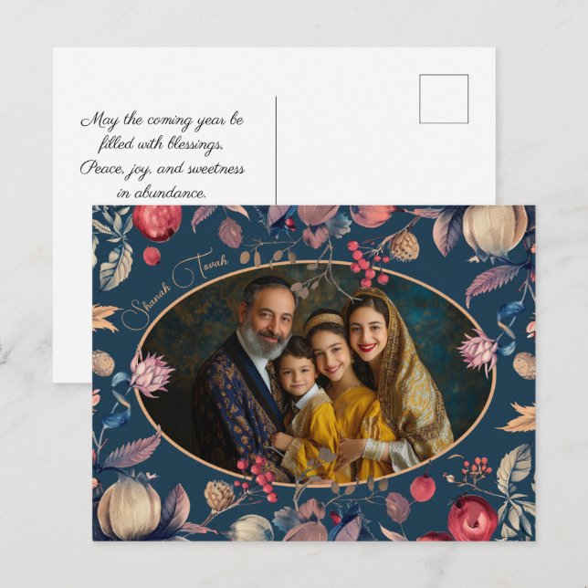 Vacker ✡️ Rosh Hashanah med foto Vykort (Fram/baksida)