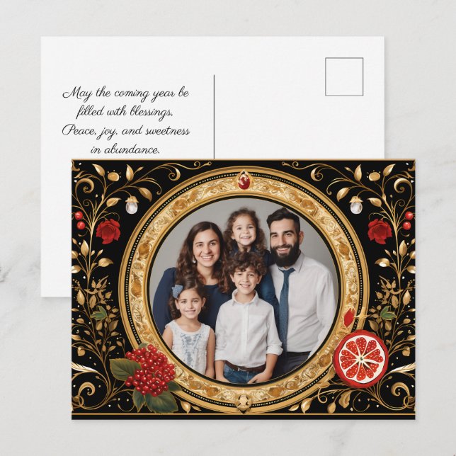 Vacker ✡️ Rosh Hashanah med foto Vykort (Fram/baksida)