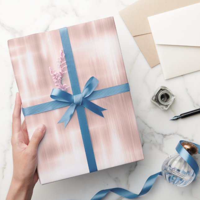 Vacker Röslig Rosa Vit Abstrakt Rand Födelsedag Presentpapper (Gifting)