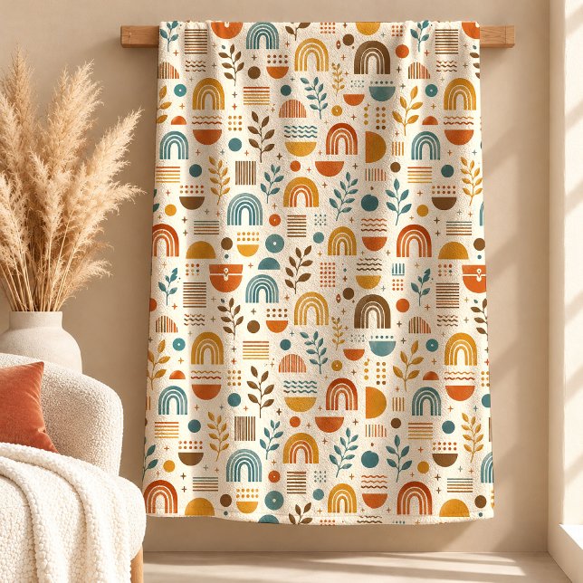 Vacker Rostsallad Blad Kastrull Design Fleecefilt (Gorgeous Rust Sage Leaves Throw Blanket Design)