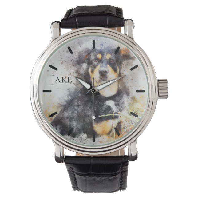 Vacker Rottweiler Anpassad Personlig Armbandsur (Framsida)