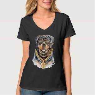 Vacker Rottweiler Hund Med Kedje Halsband T Shirt