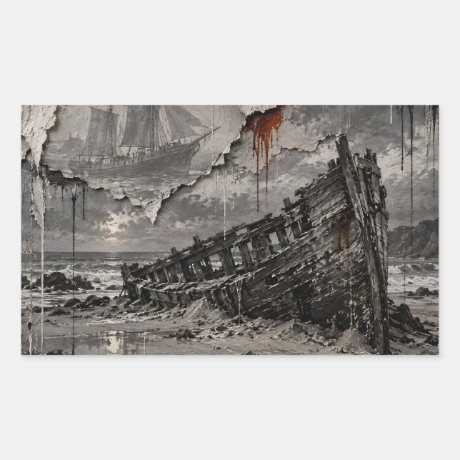 Vacker ruin rektangulärt klistermärke (Framsida)