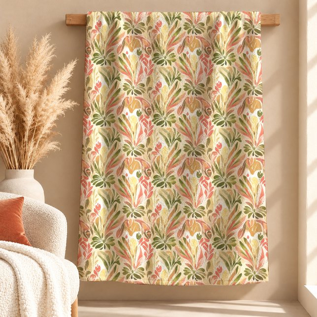 Vacker rustik abstrakt blomster terrakotta filt (Lovely Rustic Abstract Floral Terracotta Blanket)