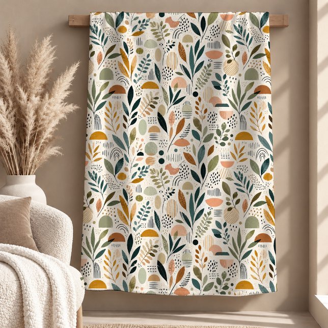 Vacker Rustik Abstrakt Regnbåge Blommig Filta Fleecefilt (Lovely Rustic Abstract Rainbow Floral Blanket)