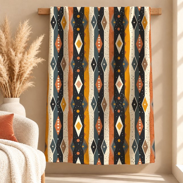 Vacker Rustik Boho Geometriska Former Filta Fleecefilt (Beautiful Rustic Boho Geometric Shapes Blanket)