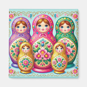 Vacker rysk docka magnet