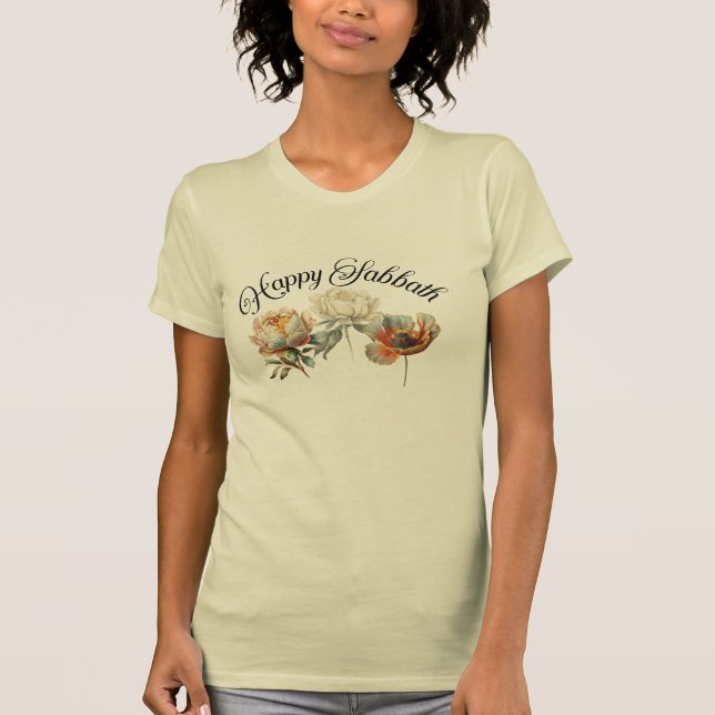 Vacker sabbats-T-shirt med blommor  T Shirt (Framsida)